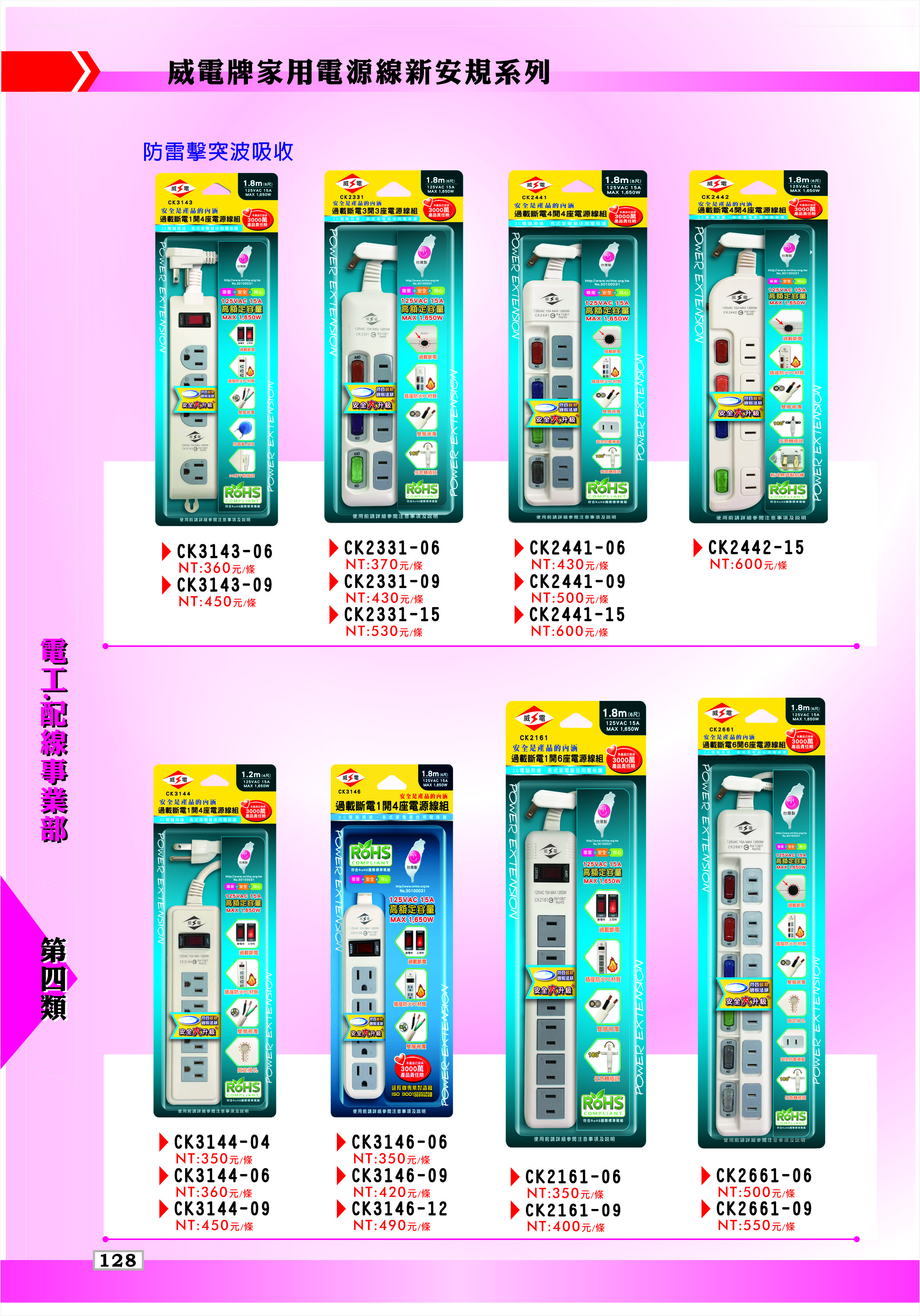 威電牌家用電源線新安規系列