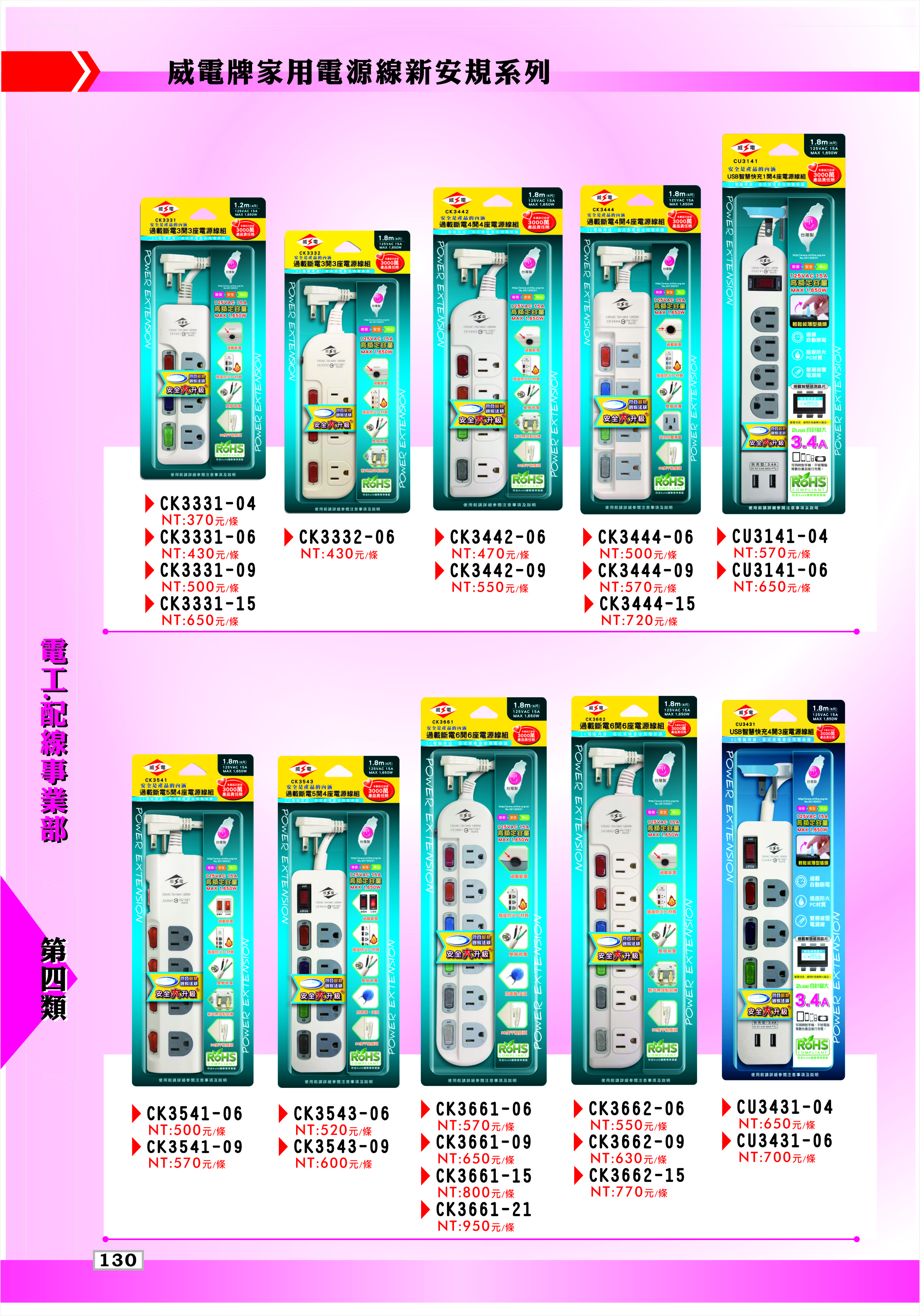 威電牌家用電源線新安規系列